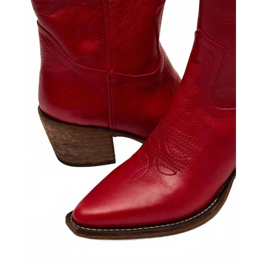 NEW STEVE MADDEN women's albany boots in red leather - Picture 6 of 7